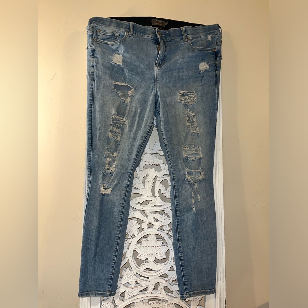 Torrid Light Blue Distressed Skinny Jeans